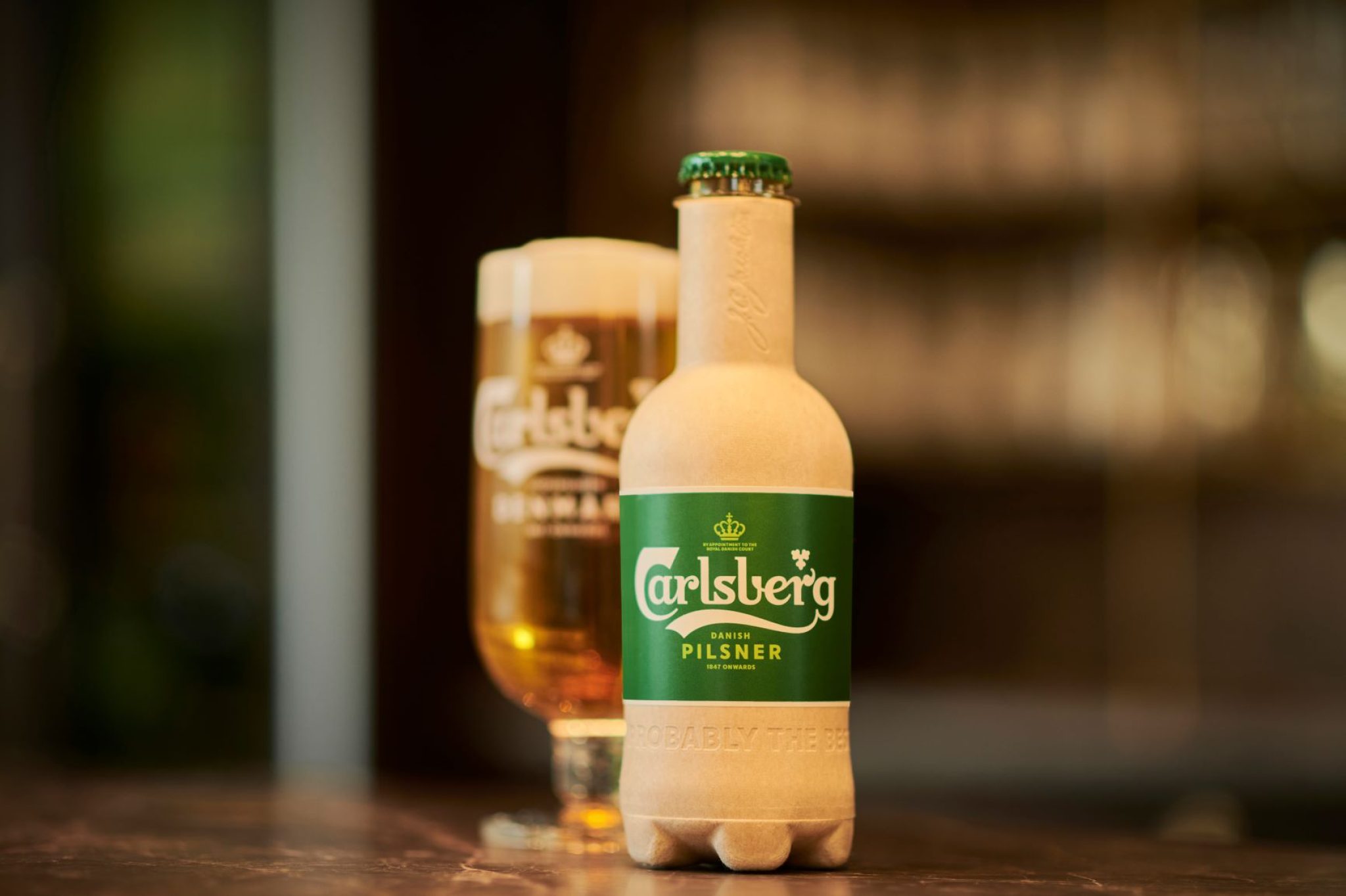 Carlsberg is testing its fibre bottle as part of efforts to make packaging greener
